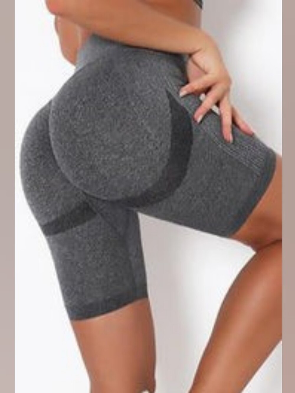 Seamless High-Waist Sculpting Yoga Shorts - Gray
